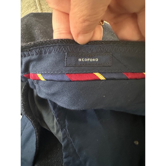 J Crew Bedford Men's Size 34x32 Wool Blend Dress Pants Navy Blue Herringbone - Picture 12 of 12